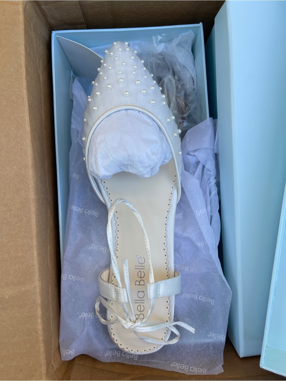Bella Belle Ivory Pearl-Embellished D'Orsay Flat